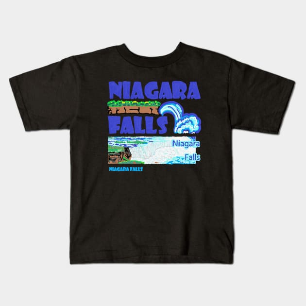 niagara falls, oil painting Kids T-Shirt by zzzozzo